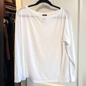 Express SUPERSOFT RELAXED BATEAU NECK LONG SLEEVE TEE White